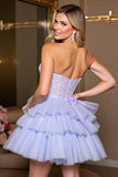 Lavender A Line Corset Tulle Homecoming Dress