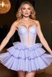 Lavender A Line Corset Tulle Homecoming Dress