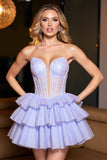 Lavender A Line Corset Tulle Homecoming Dress