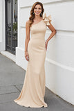 Apricot One Shoulder Mermaid Mother of the Bride Dress with Bow