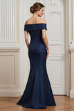 Off the Shoulder Mermaid Navy Mother of the Bride Dress with Appliques