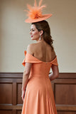 Sunset Off the Shoulder Midi Mother of the Bride Dress with Bow