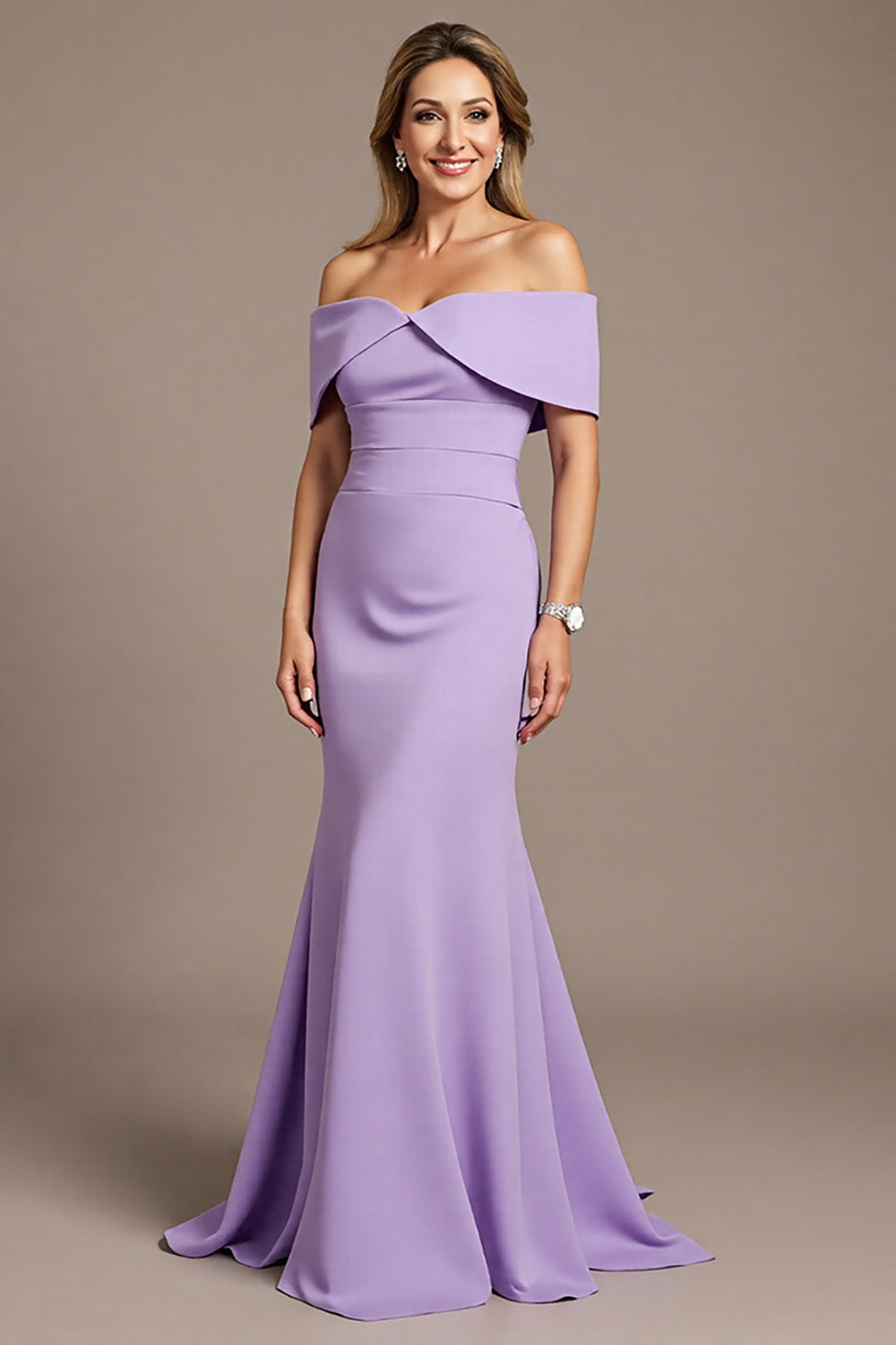 Mermaid Off the Shoulder Lilac Mother of the Bride Dress