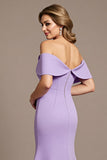 Mermaid Off the Shoulder Lilac Mother of the Bride Dress