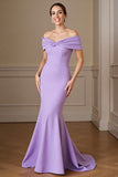 Lilac Mermaid Off the Shoulder Mother of the Bride Dress