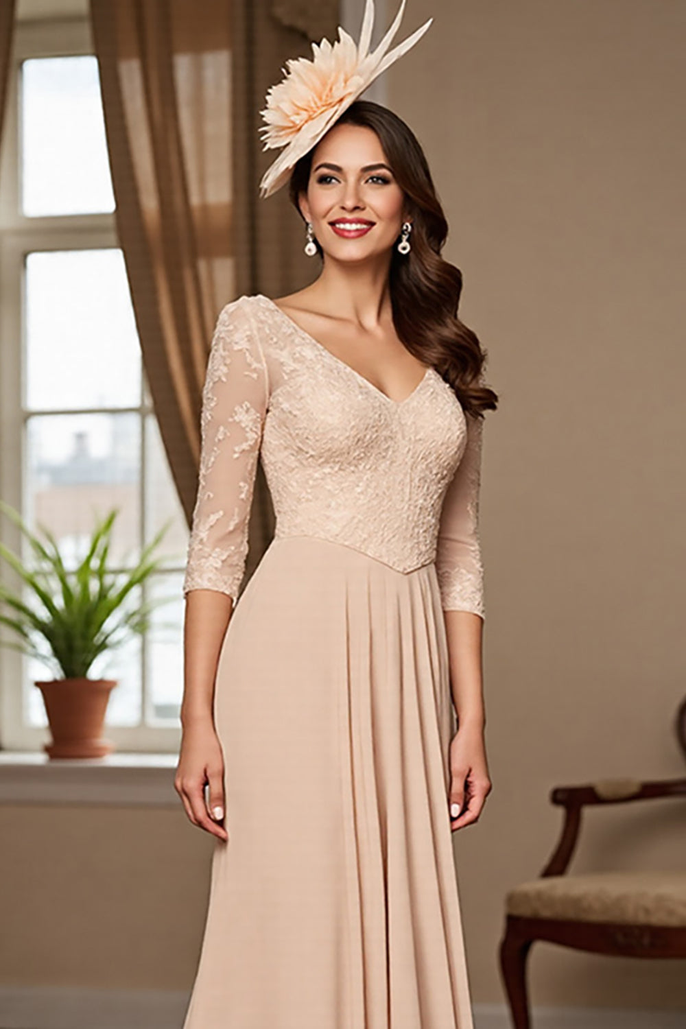 Apricot Mermaid Mother Of The Bride Dress With Appliques