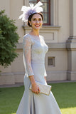 Mermaid Silver Mother Of The Bride Dress With Appliques
