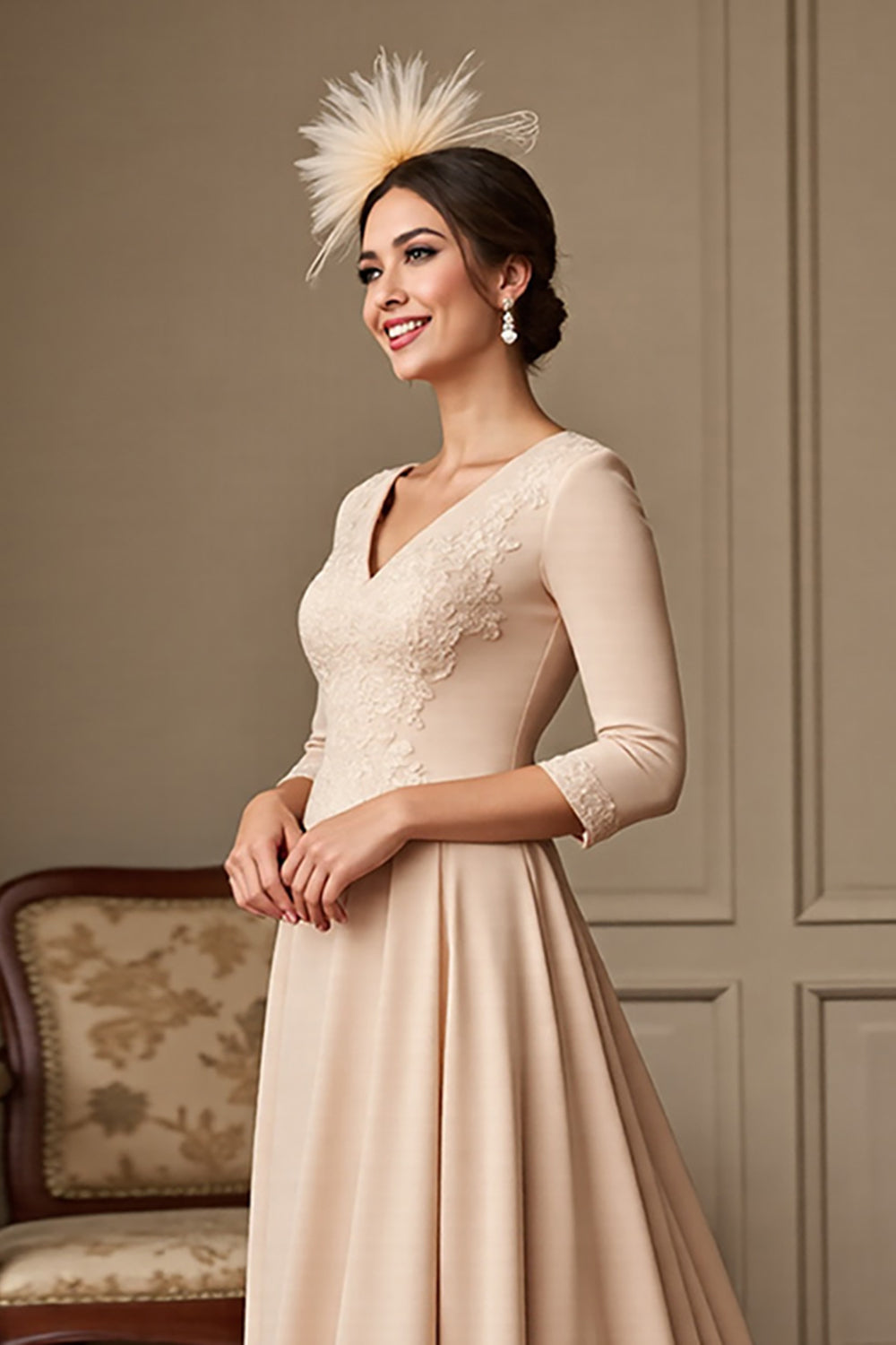 Apricot A Line Mother Of The Bride Dress With Appliques