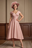 Dusty Rose A Line Midi Mother Of The Bride Dress