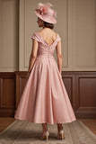 Dusty Rose A Line Midi Mother Of The Bride Dress