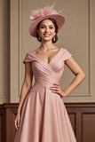 Dusty Rose A Line Midi Mother Of The Bride Dress
