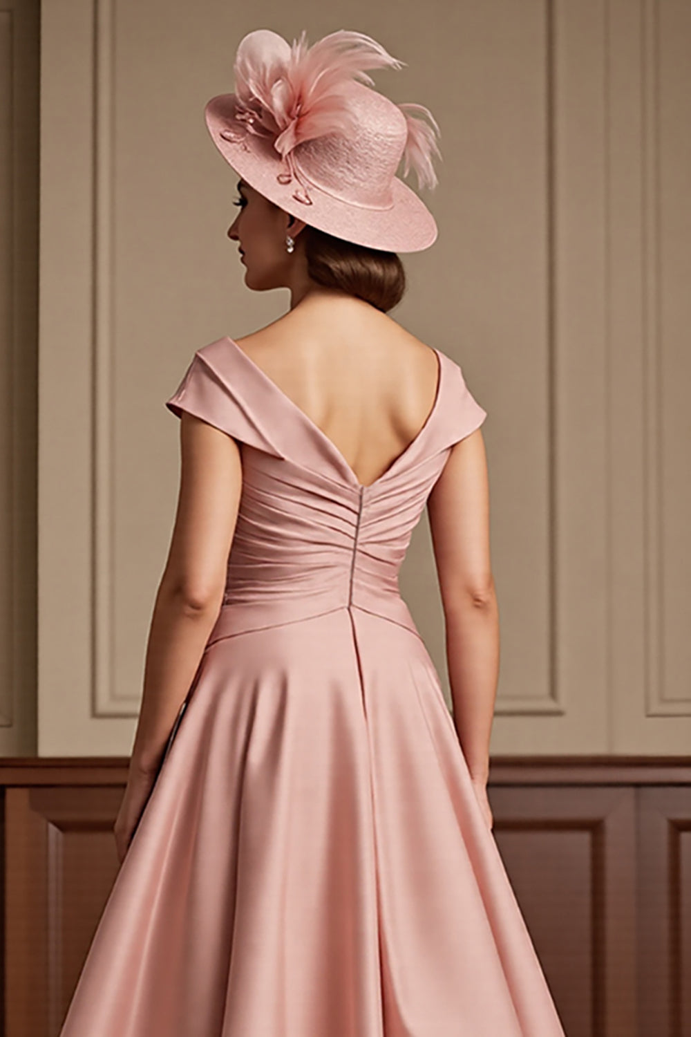 Dusty Rose A Line Midi Mother Of The Bride Dress