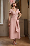 Dusty Sage Ruched A Line Midi Mother Of The Bride Dress