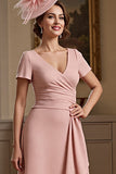 Dusty Sage Ruched A Line Midi Mother Of The Bride Dress
