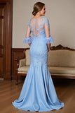 Sky Blue Mermaid Mother Of The Bride Dress With Appliques