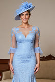 Sky Blue Mermaid Mother Of The Bride Dress With Appliques
