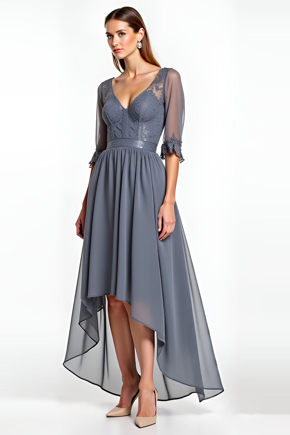 Steel Grey A Line Corset Mother Of The Bride Dress