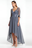 Steel Grey A Line Corset Mother Of The Bride Dress