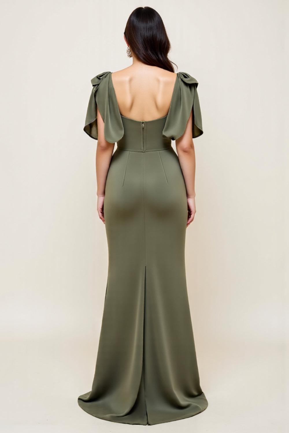 Olive Sheath Long Plus Size Mother Of The Bride Dress