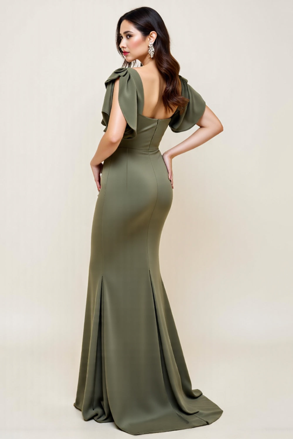 Olive Sheath Long Plus Size Mother Of The Bride Dress
