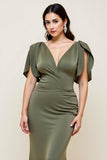 Olive Sheath Long Plus Size Mother Of The Bride Dress