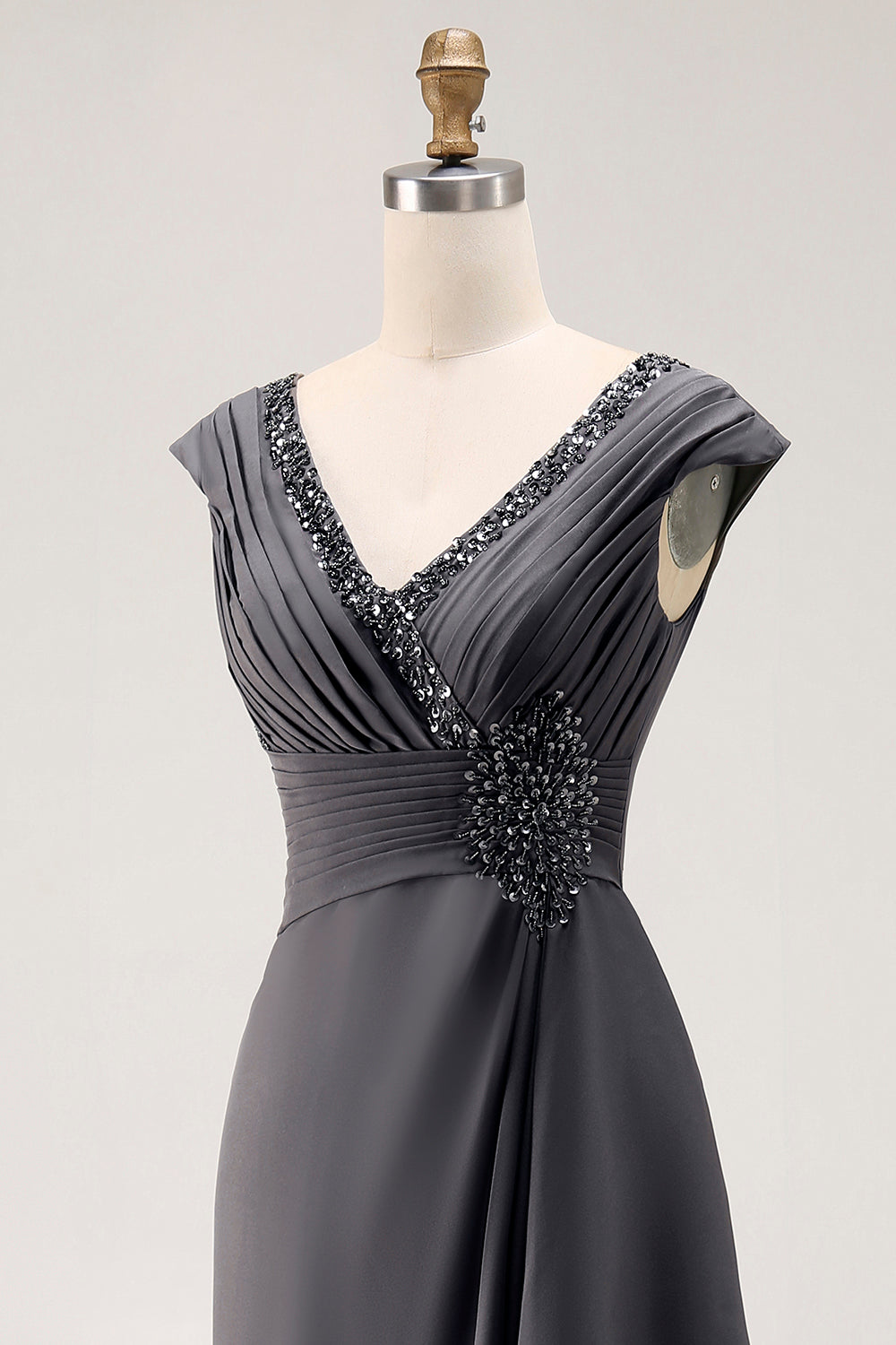 Steel Grey Mermaid Ruffle Chiffon Mother of The Bride Dress