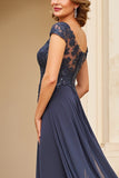 Twilight Applique Chiffon Mother of the Bride Dress with Cap Sleeves