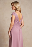 Vintage Mauve Chiffon A Line Applique Mother of the Bride Dress