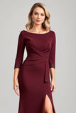 Burgundy Mermaid Mother of the Bride Dress with Slit