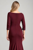Burgundy Mermaid Mother of the Bride Dress with Slit