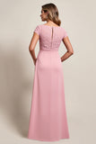 Blush High Low Ruched Mother of the Bride dress with Appliques