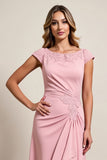 Blush High Low Ruched Mother of the Bride dress with Appliques