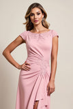 Blush High Low Ruched Mother of the Bride dress with Appliques