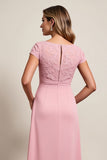 Blush High Low Ruched Mother of the Bride dress with Appliques