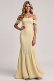 Off The Shoulder Yellow Mermaid Bridesmaid Dress