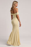 Off The Shoulder Yellow Mermaid Bridesmaid Dress