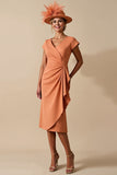 Sunset Sheath Ruched V Neck Mother Of The Bride Dress