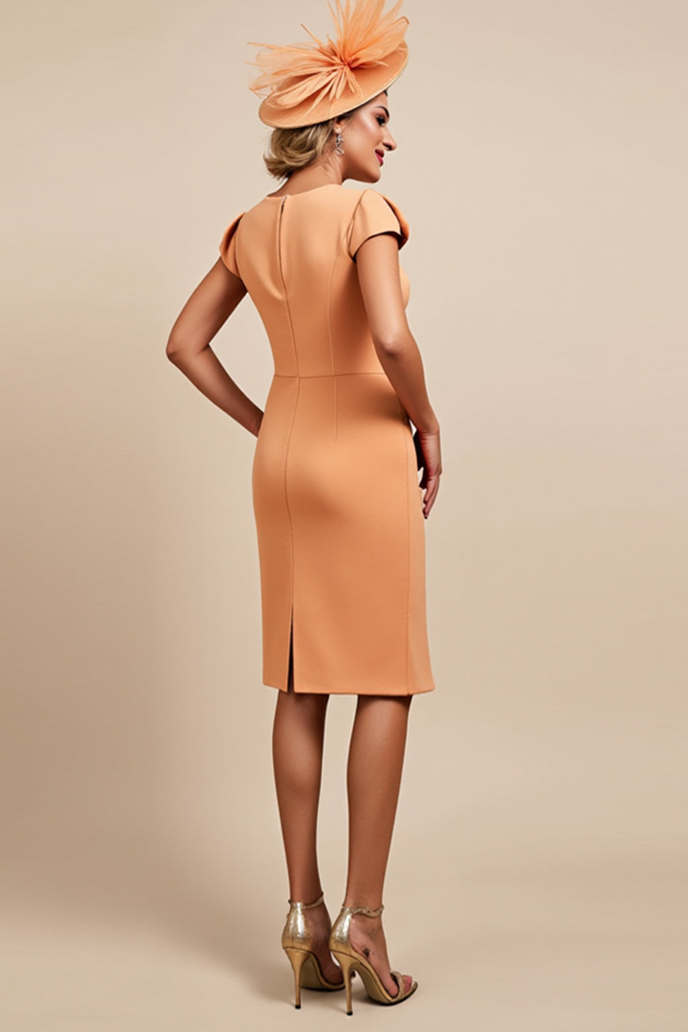 Sunset V Neck Ruched Sheath Mother Of The Bride Dress