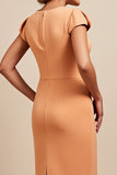 Sunset V Neck Ruched Sheath Mother Of The Bride Dress