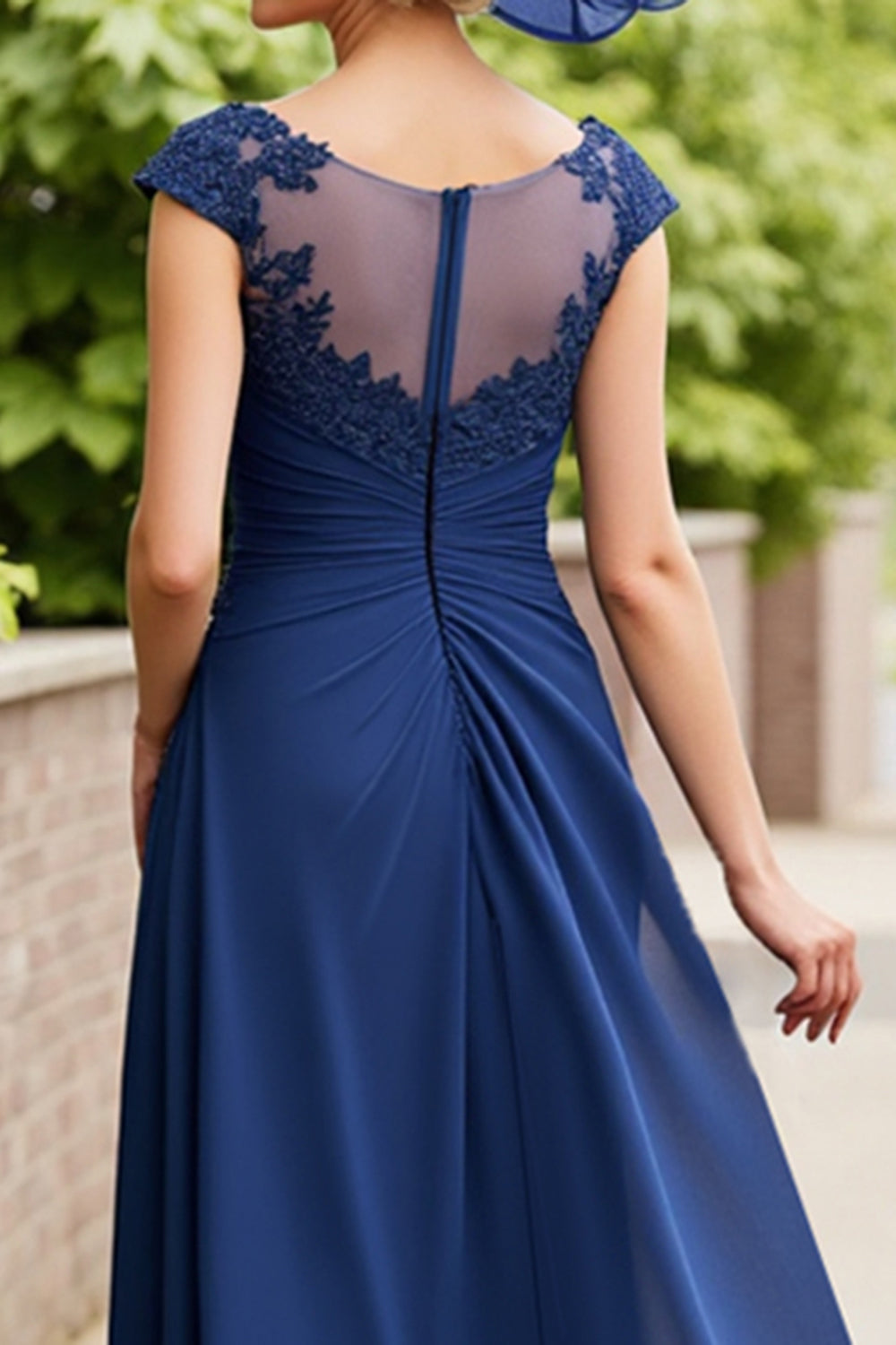 Navy A Line Ruched Long Mother Of The Bride Dress