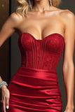 Strapless Satin Dark Red Homecoming Dress