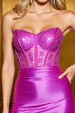 Sparkly Fuchsia Strapless Bodycon Corset Homecoming Dress
