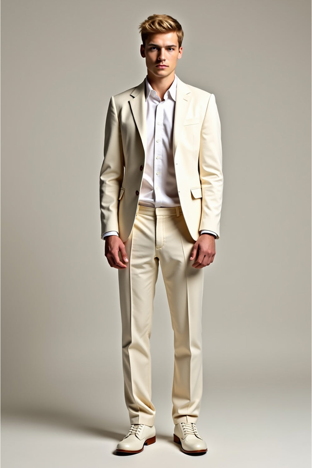 White 2 Piece Notched Lapel Men's Suits