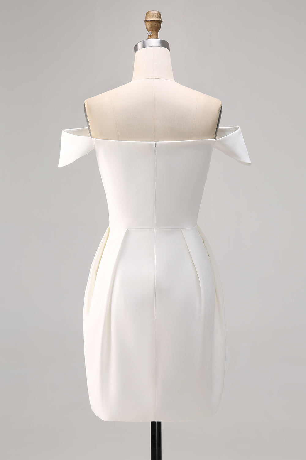 White Bodycon Off The Shoulder Satin Graduation Dress
