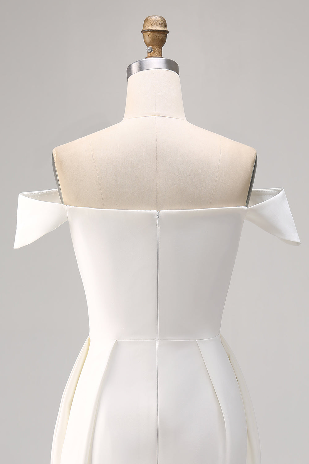 White Bodycon Off The Shoulder Satin Graduation Dress