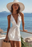 Bodycon White V Neck Sleeveless Graduation Dress