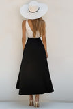 A Line White And Black V Neck Satin Formal Dress