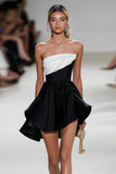 Simple Strapless A Line Little Black Dress