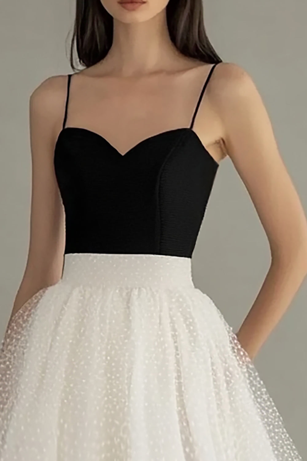 White A Line Tulle Midi Graduation Dress