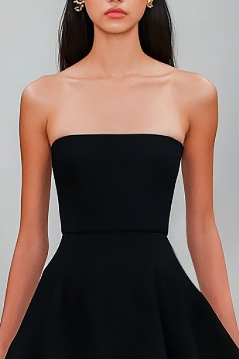 Strapless A Line Ruffled Little Black Dress